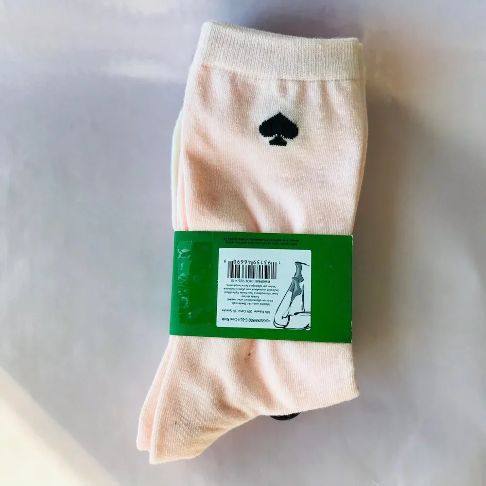 Kate Spade New York Pink White  Crew Socks   3 Pairs